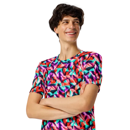 Electric Petalwork on a Men's Crew Neck T-Shirt