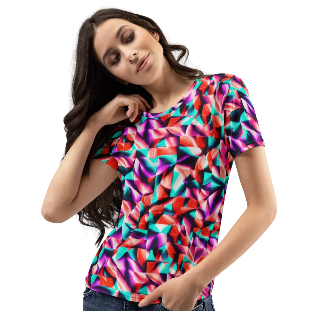 Electric Petalwork on Women's Crew Neck T-Shirt — Left Front