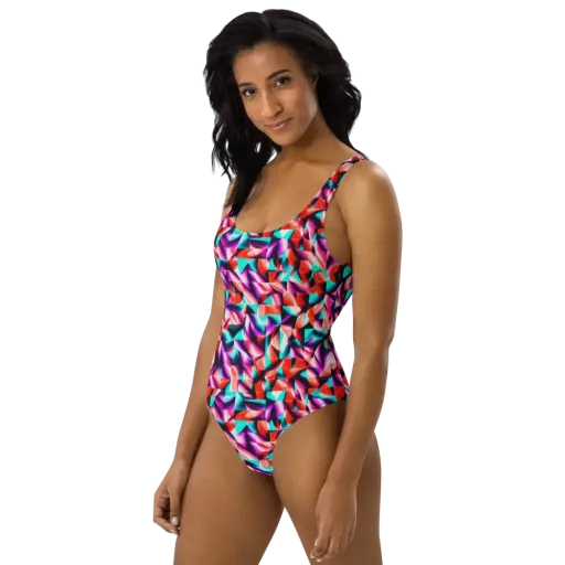 Electric Petalwork on a One-Piece Swimsuit