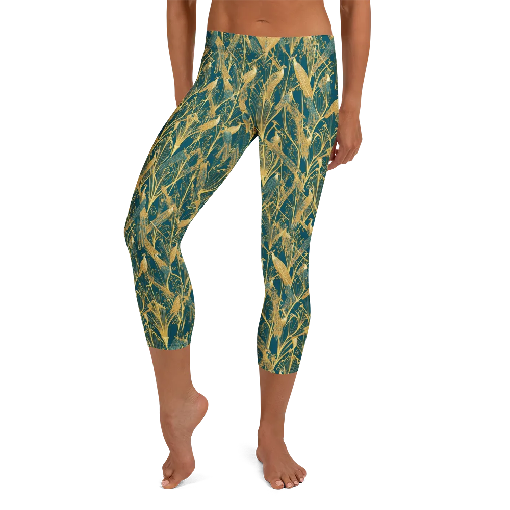 Gilded Aviary on Capri Leggings — Front