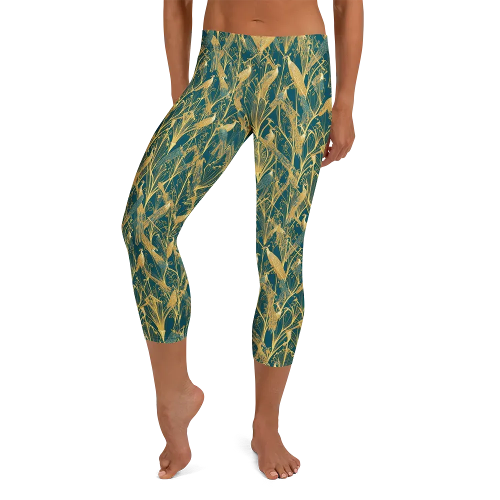 Gilded Aviary on Capri Leggings — Front