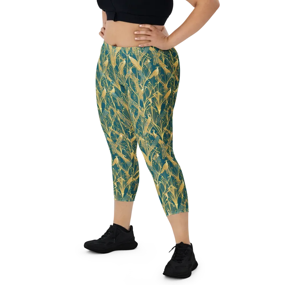 Gilded Aviary on Capri Leggings — Front