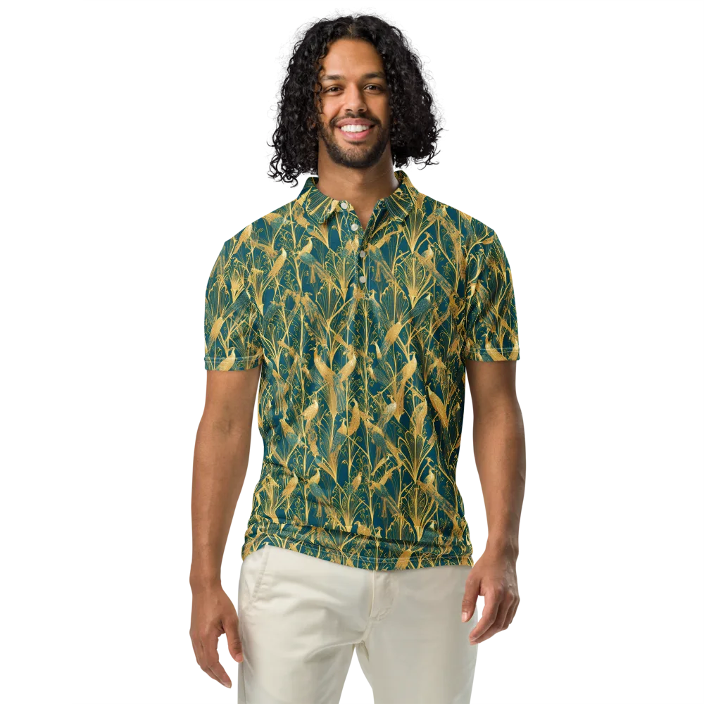 Gilded Aviary on Men's Slim Fit Polo Shirt — Front