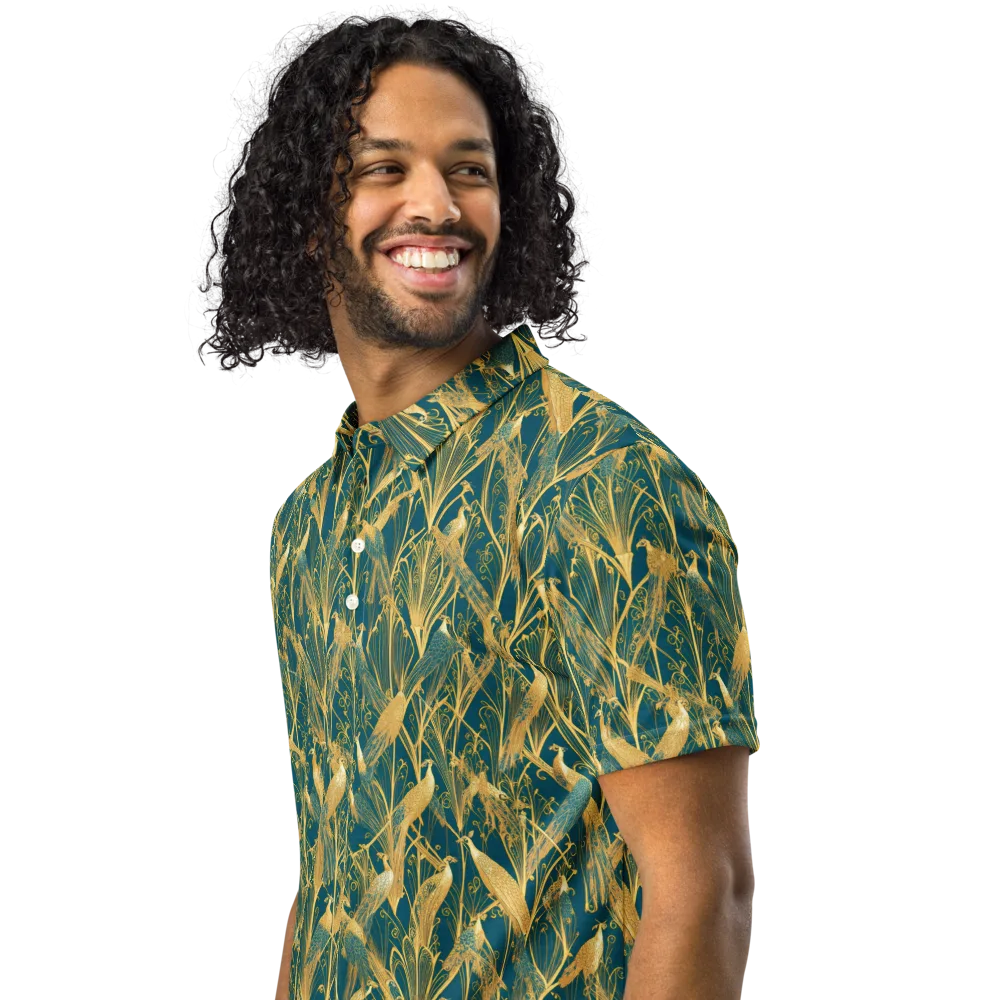 Gilded Aviary on Men's Slim Fit Polo Shirt — Left Front