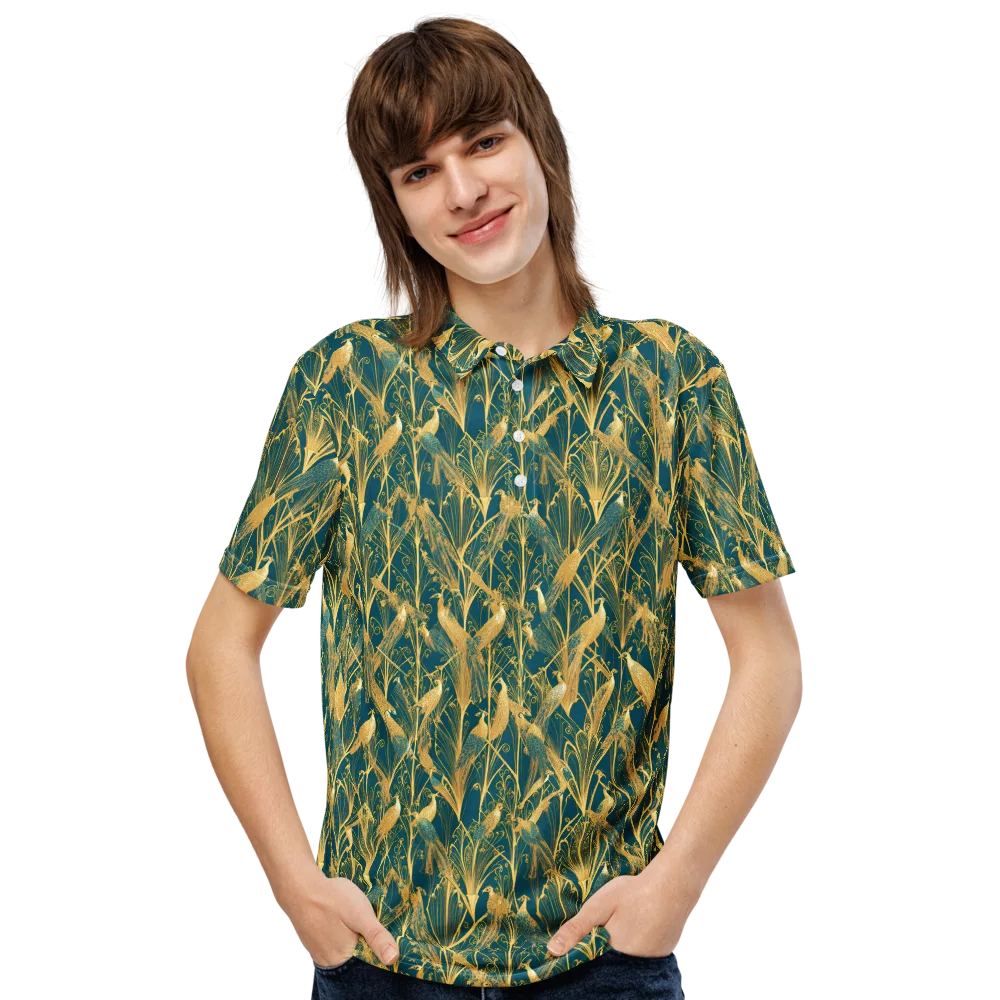 Gilded Aviary on Men's Slim Fit Polo Shirt — Front