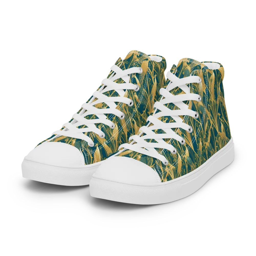 Gilded Aviary on Women's High Top Canvas Shoes — Left Front