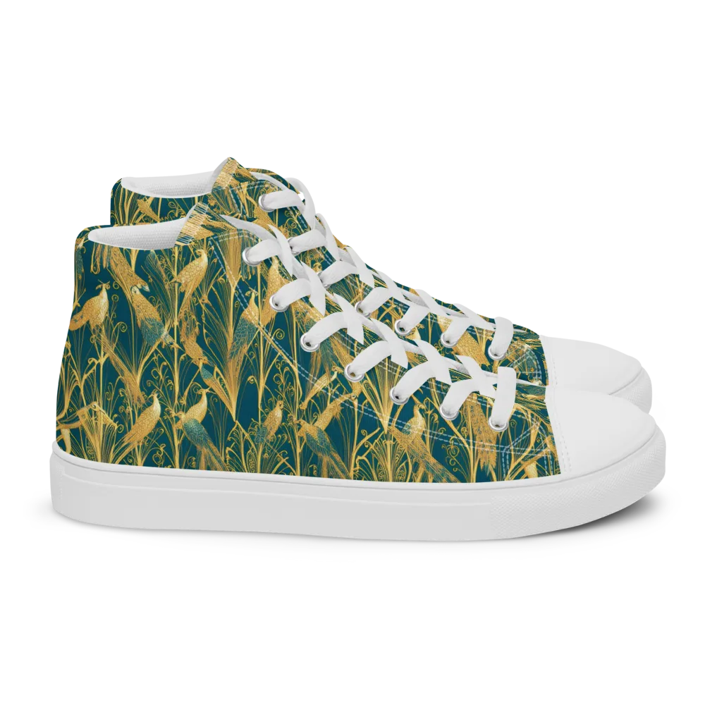 Gilded Aviary on Women's High Top Canvas Shoes — Right