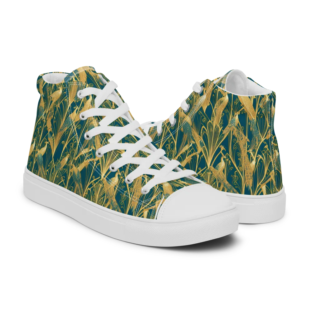 Gilded Aviary on Women's High Top Canvas Shoes — Right