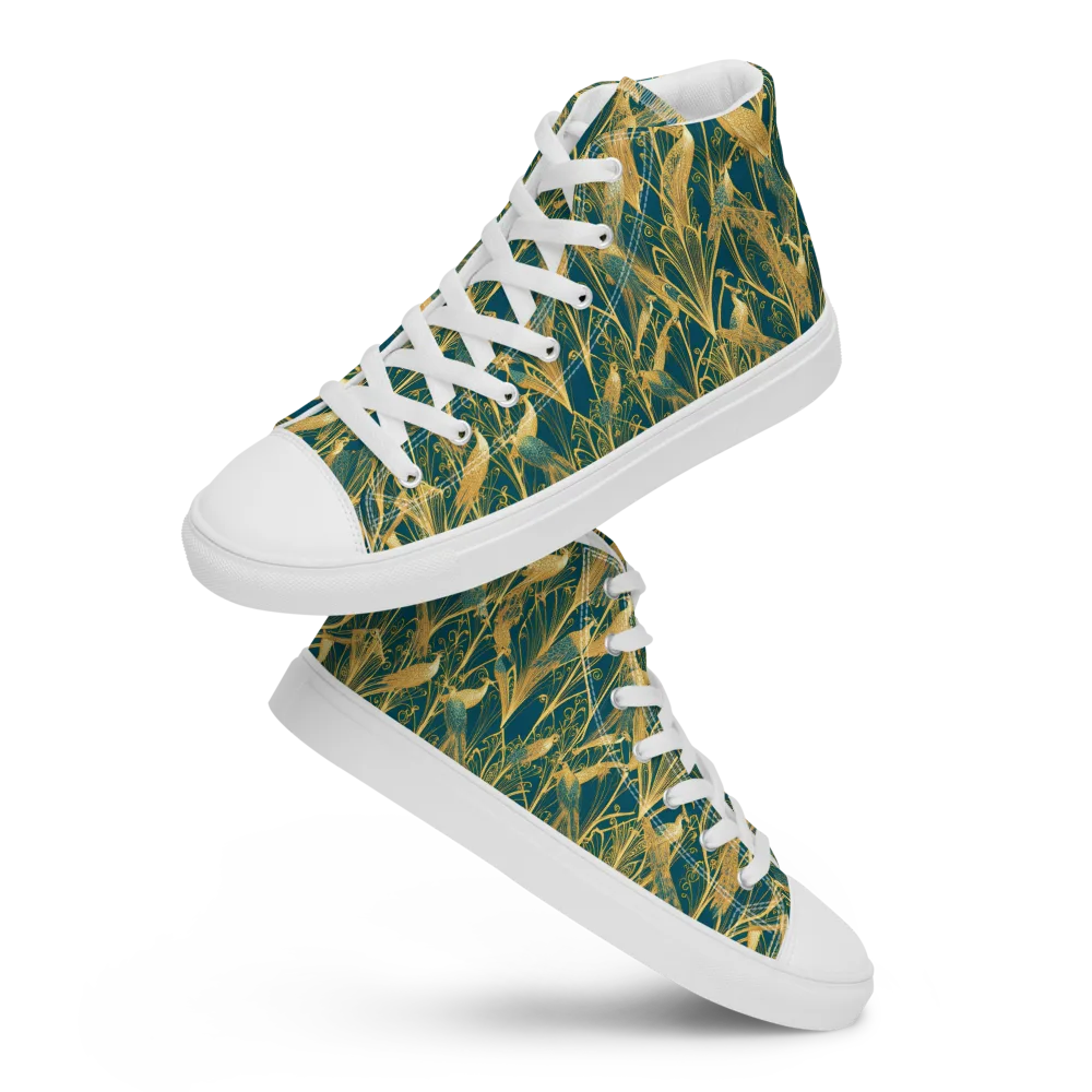Gilded Aviary on Women's High Top Canvas Shoes — Front