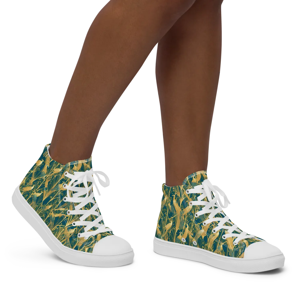 Gilded Aviary on Women's High Top Canvas Shoes — Right