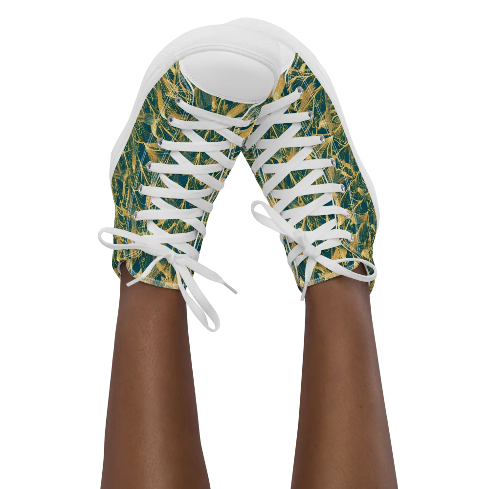 Gilded Aviary on Women's High Top Canvas Shoes — Front