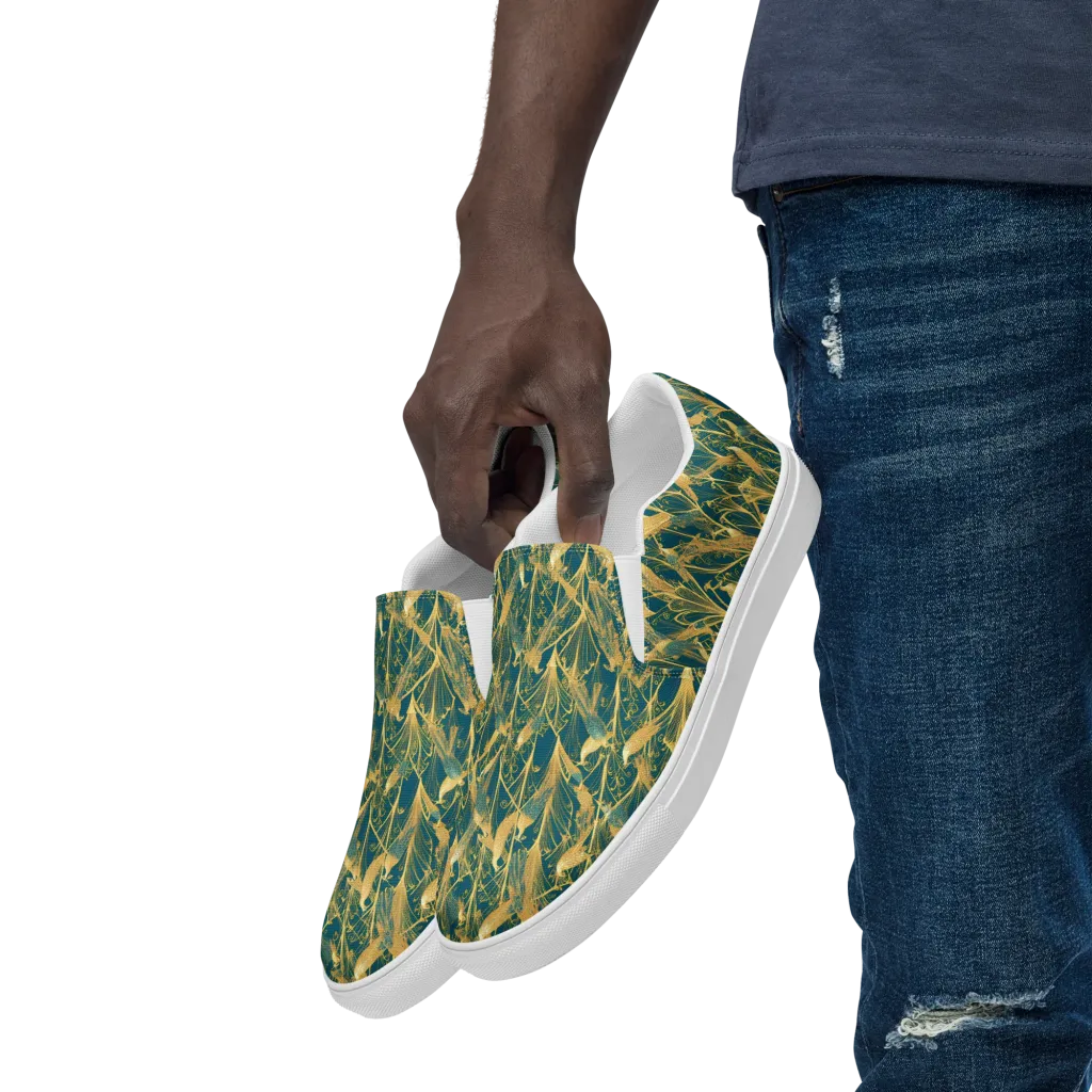 Gilded Aviary on Men's Slip-On Canvas Shoes — Left Front