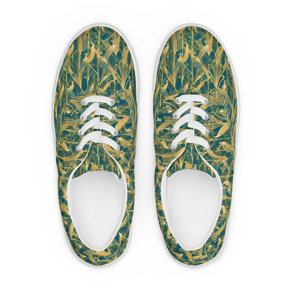 Gilded Aviary on Men's Lace-Up Canvas Shoes — Front