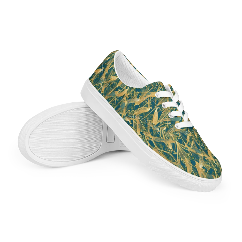 Gilded Aviary on Men's Lace-Up Canvas Shoes — Right Front
