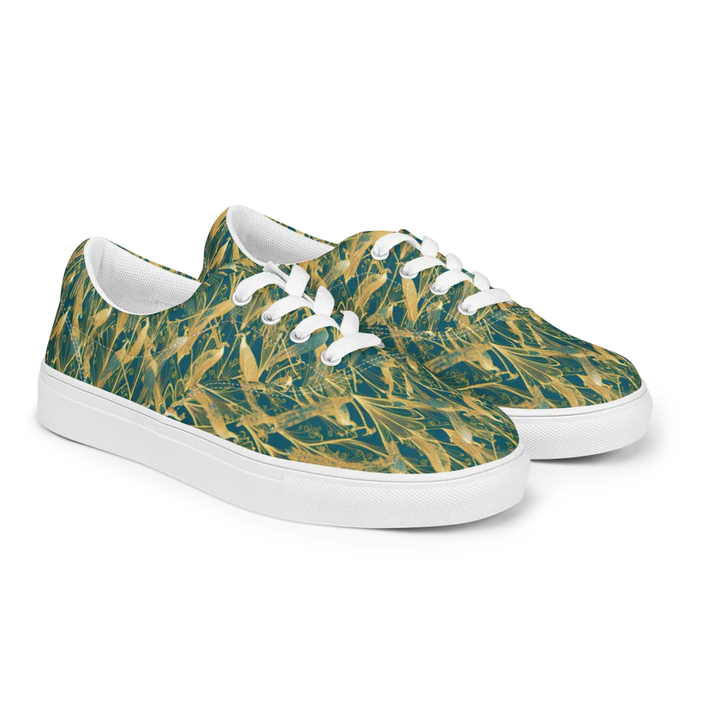 Gilded Aviary on Men's Lace-Up Canvas Shoes — Right Front