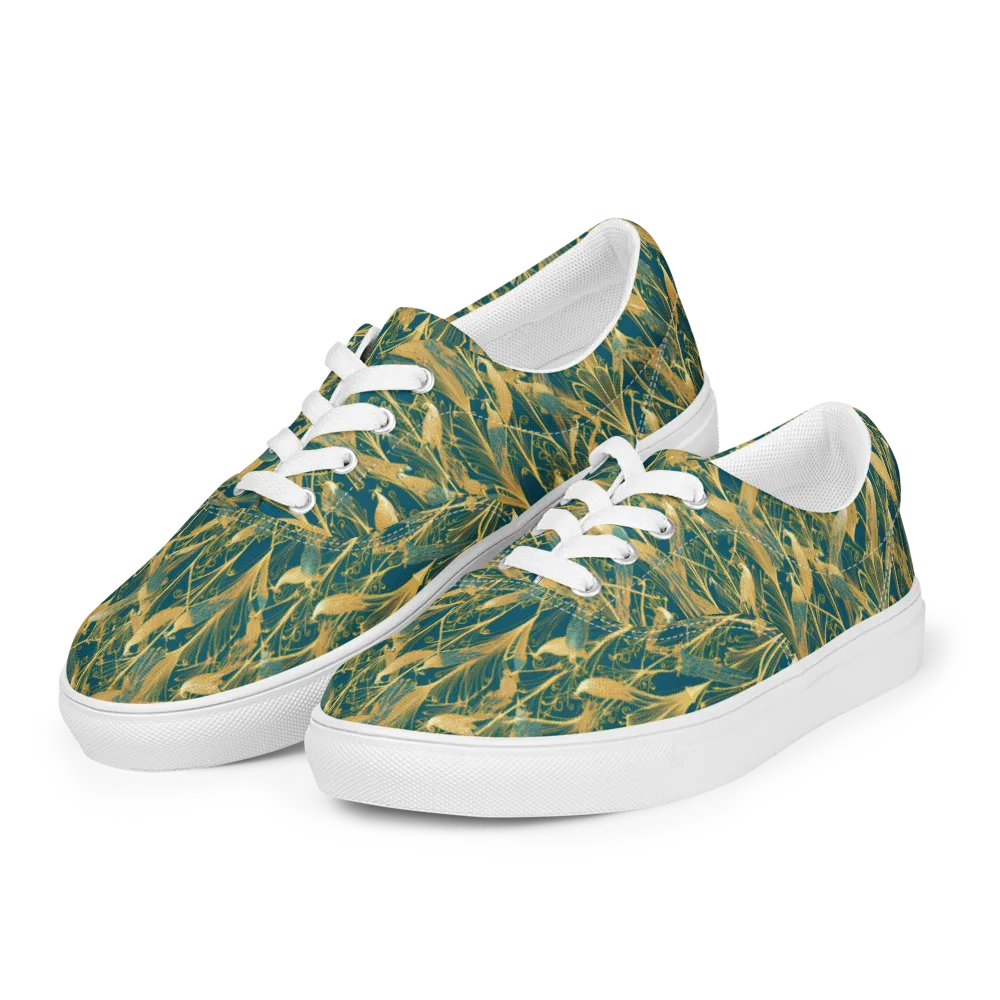 Gilded Aviary on Men's Lace-Up Canvas Shoes — Left Front