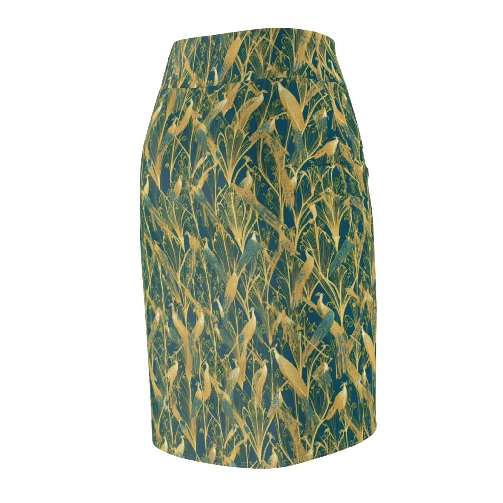 Gilded Aviary on Pencil Skirt — Back Side