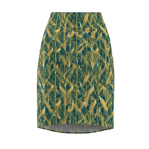 Gilded Aviary on a Pencil Skirt