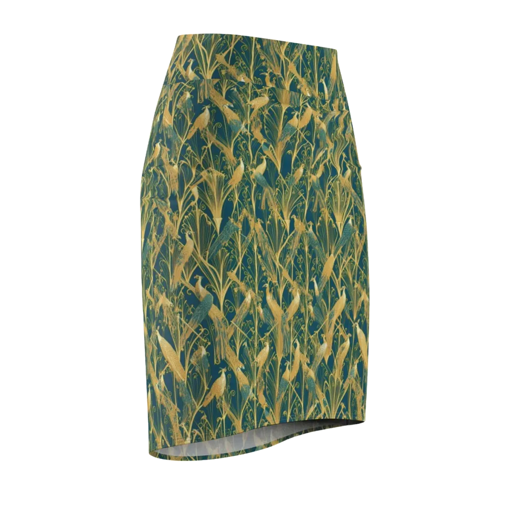 Gilded Aviary on Pencil Skirt — Front Side