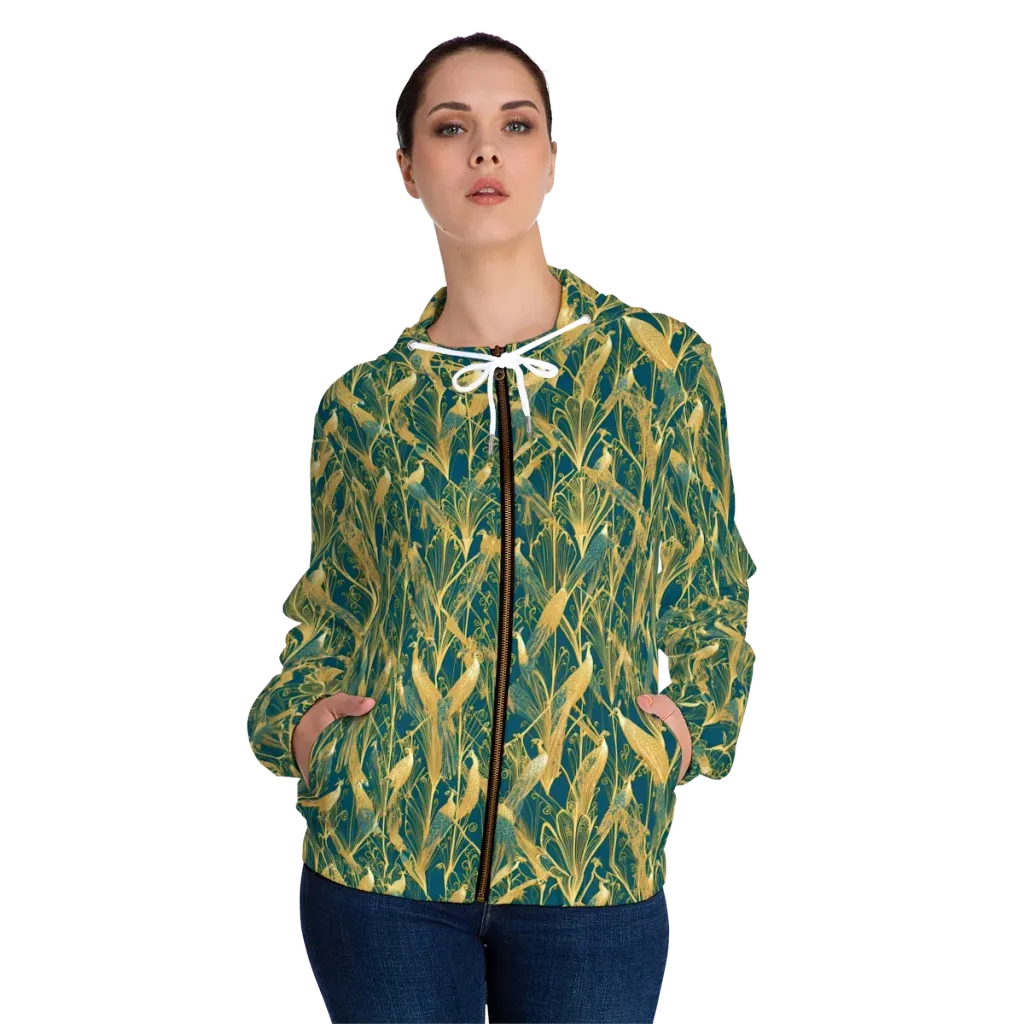 Gilded Aviary on Women's Full-Zip Hoodie — Front On Person
