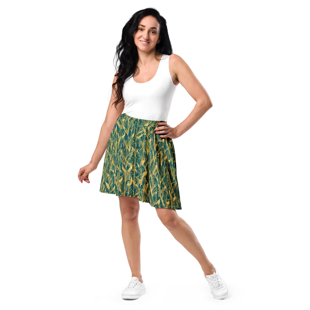 Gilded Aviary on Skater Skirt — Front