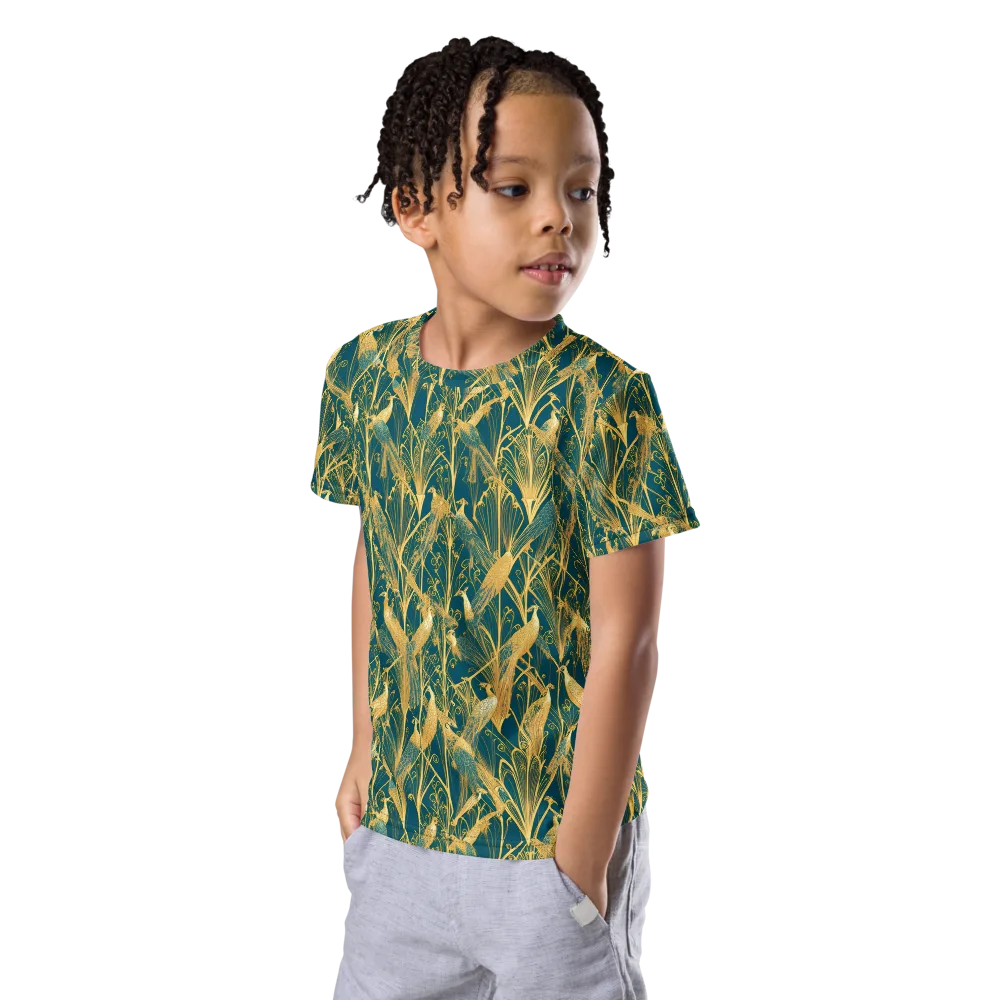 Gilded Aviary on Kids Crew Neck T-Shirt — Left Front