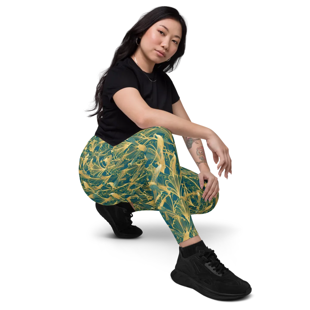 Gilded Aviary on Leggings with Pockets — Right Front