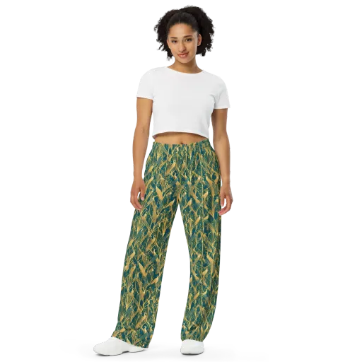 Gilded Aviary on a Wide-Leg Pants