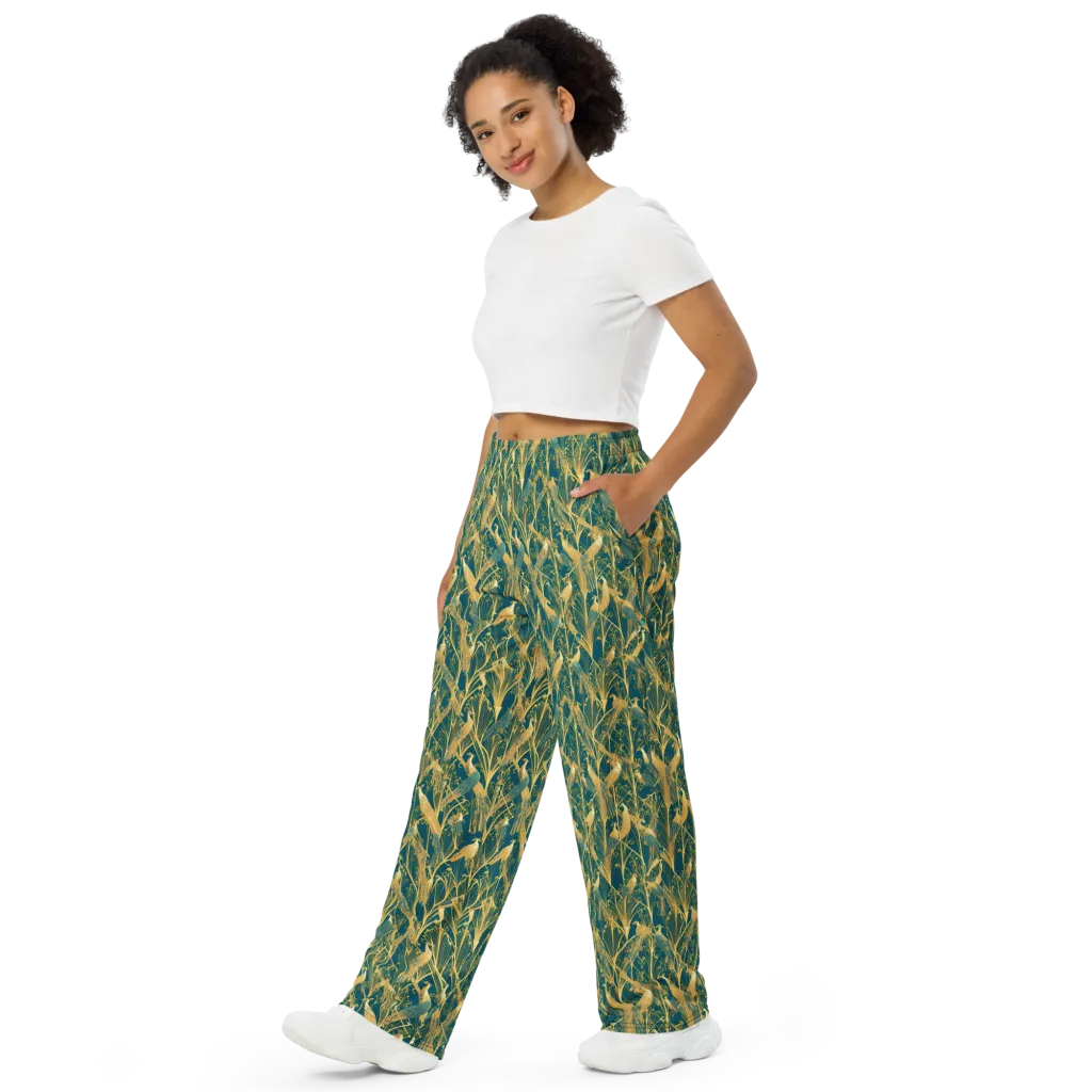Gilded Aviary on Wide-Leg Pants — Left Front
