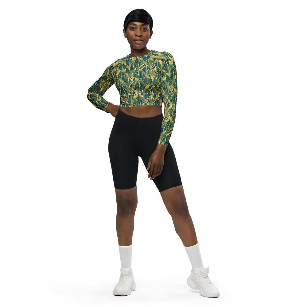 Gilded Aviary on Long Sleeve Crop Top — Front