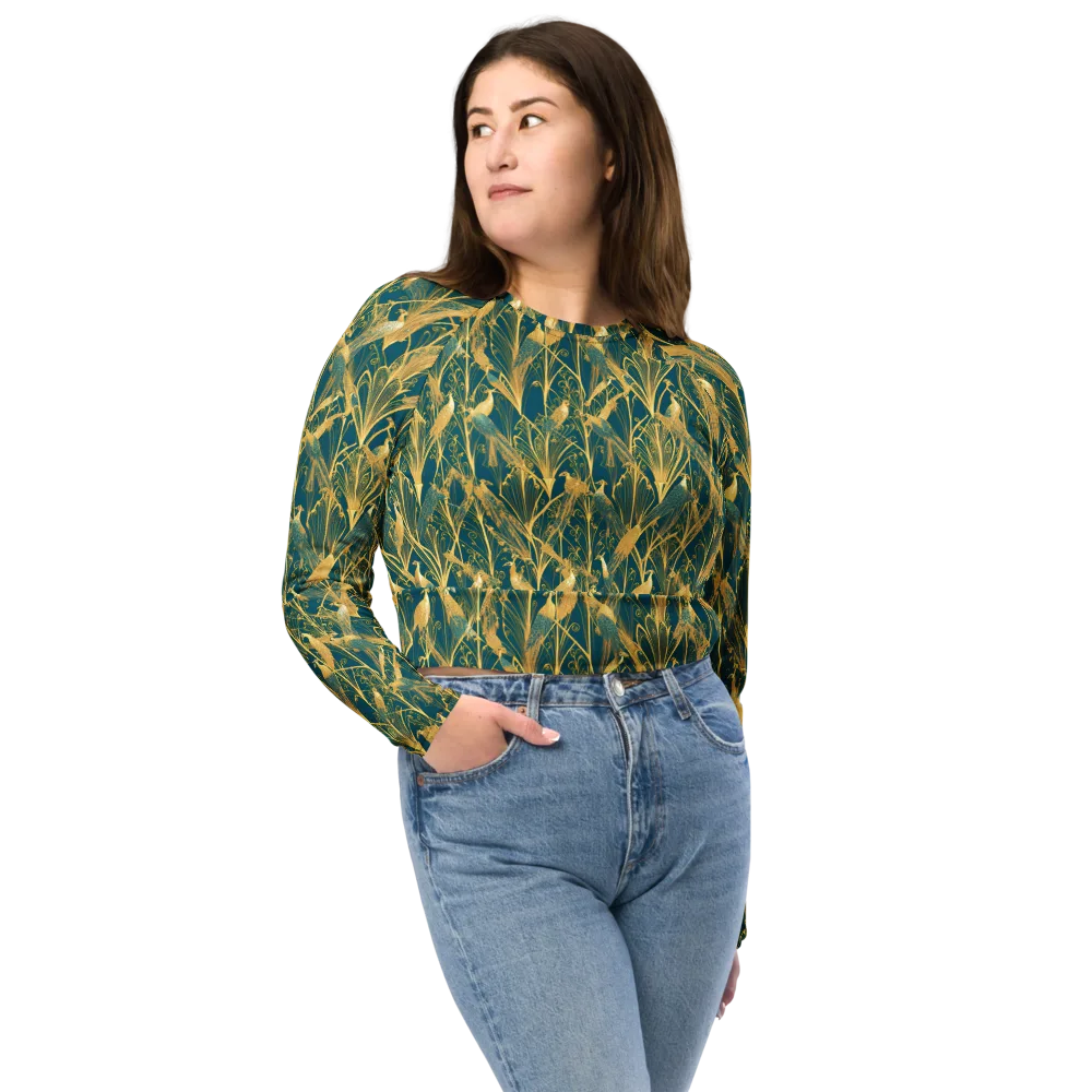 Gilded Aviary on Long Sleeve Crop Top — Front