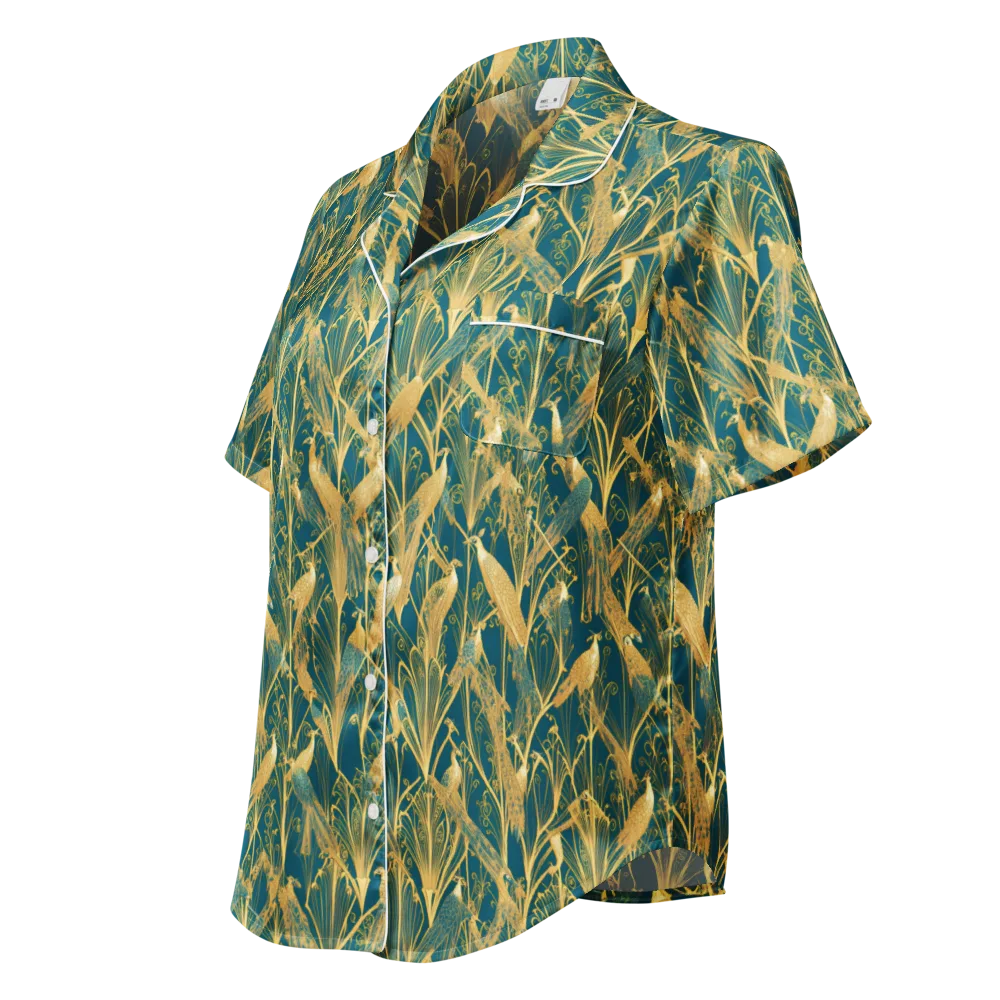 Gilded Aviary on Women's Short Sleeve Pajama Top — Left Front