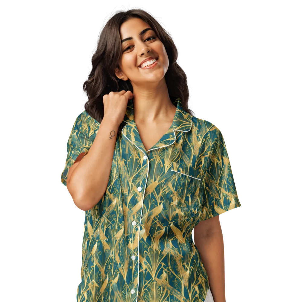 Gilded Aviary on Women's Short Sleeve Pajama Top — Front
