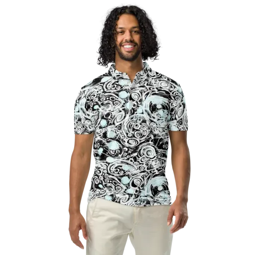 Frozen Vortex on a Men's Slim Fit Polo Shirt