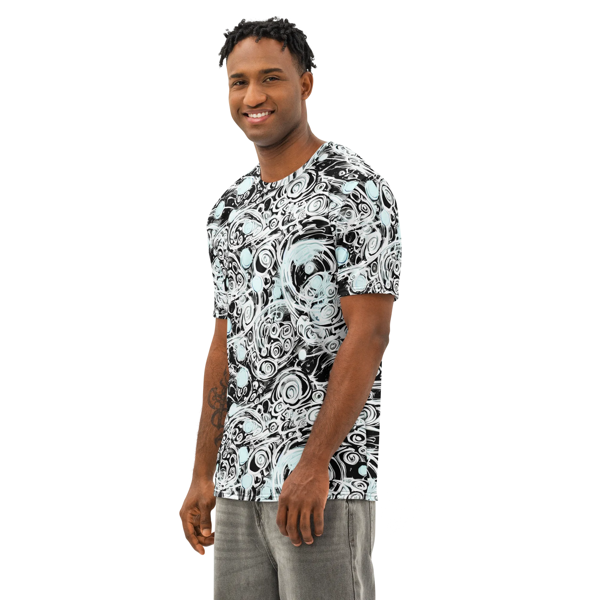 Frozen Vortex on Men's Cotton Crew Neck T-Shirt — Left Front