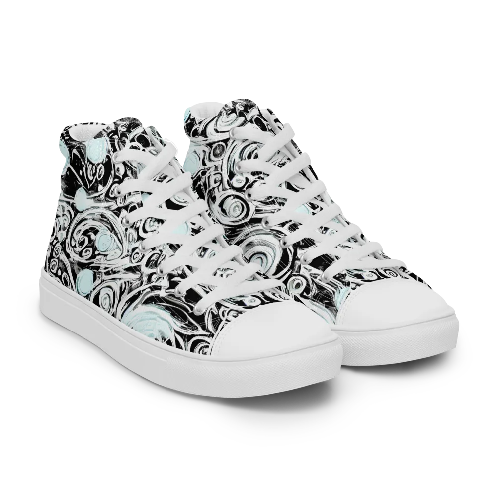Frozen Vortex on Men's High Top Canvas Shoes — Right Front