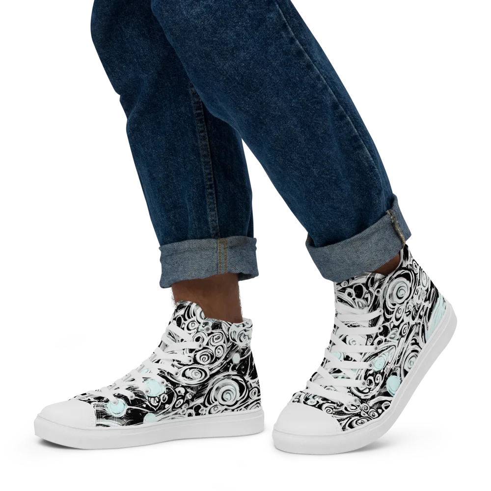 Frozen Vortex on Men's High Top Canvas Shoes — Left