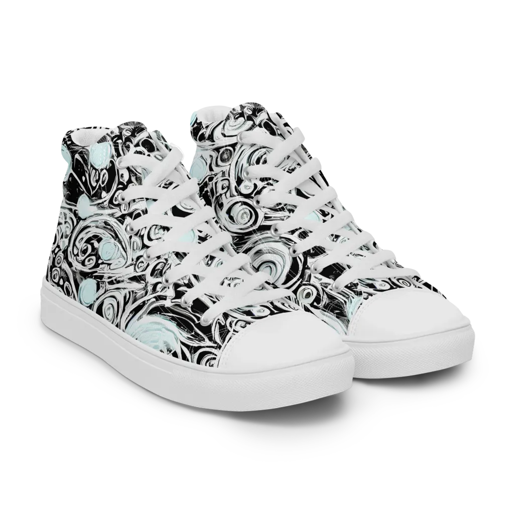 Frozen Vortex on Women's High Top Canvas Shoes — Right Front