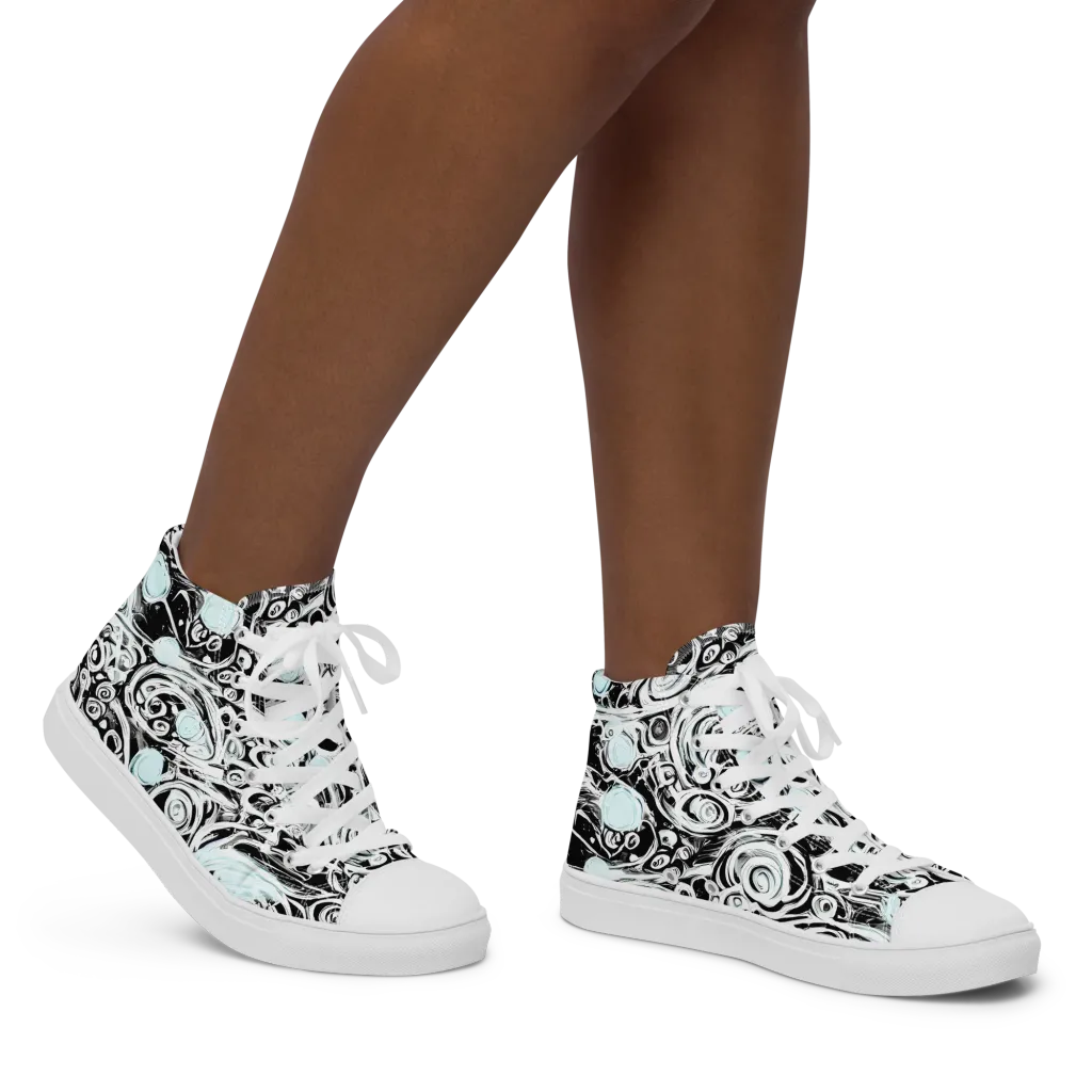 Frozen Vortex on Women's High Top Canvas Shoes — Right