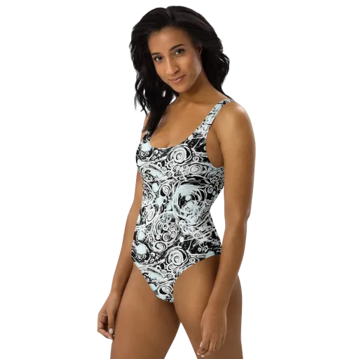 Frozen Vortex on a One-Piece Swimsuit