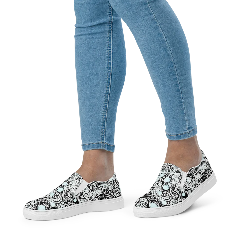 Frozen Vortex on Women's Slip-On Canvas Shoes — Front