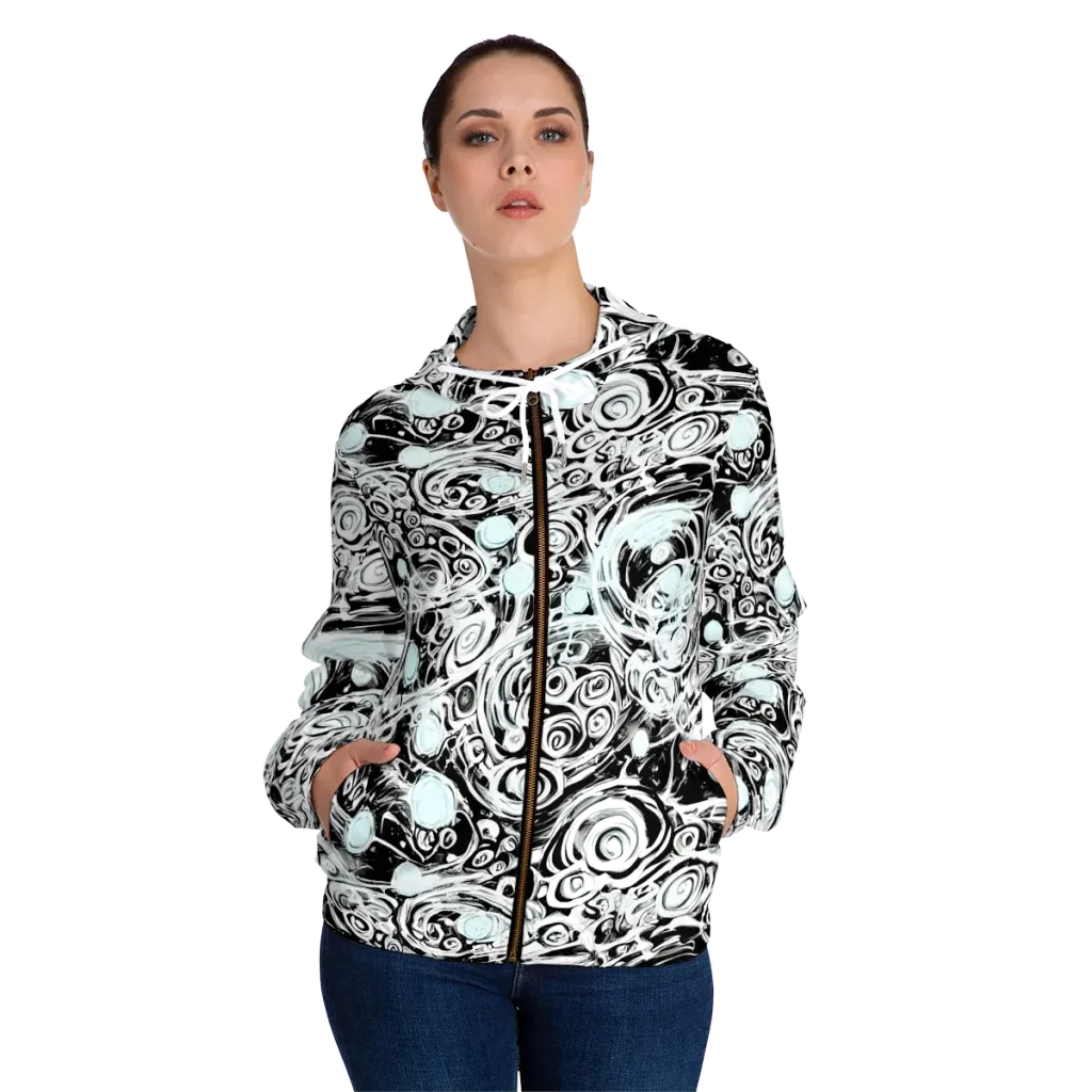 Frozen Vortex on Women's Full-Zip Hoodie — Front On Person