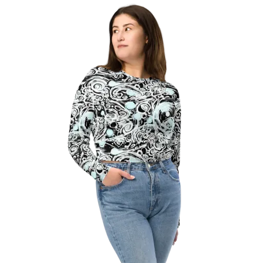 Frozen Vortex on a Long Sleeve Crop Top