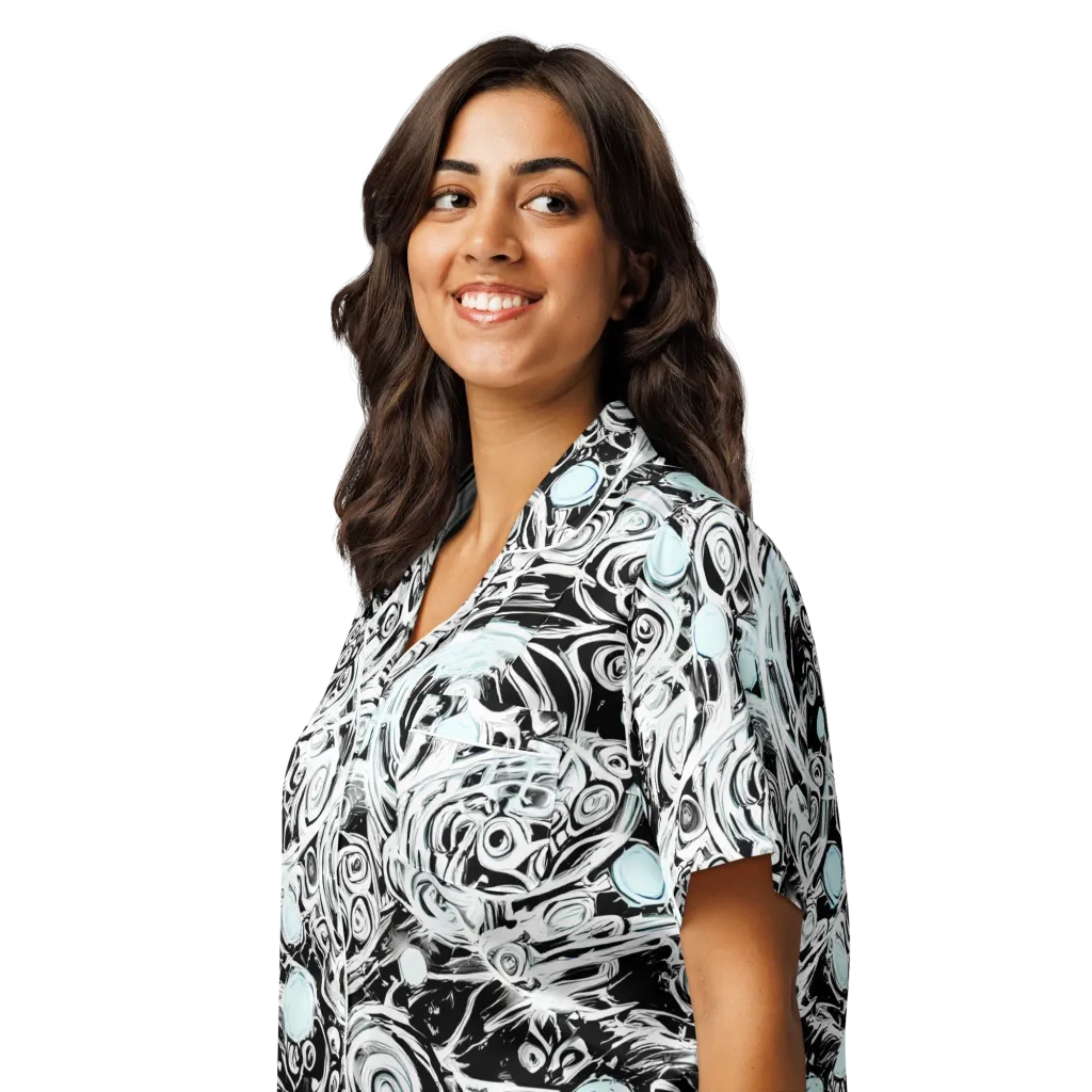 Frozen Vortex on Women's Short Sleeve Pajama Top — Left Front