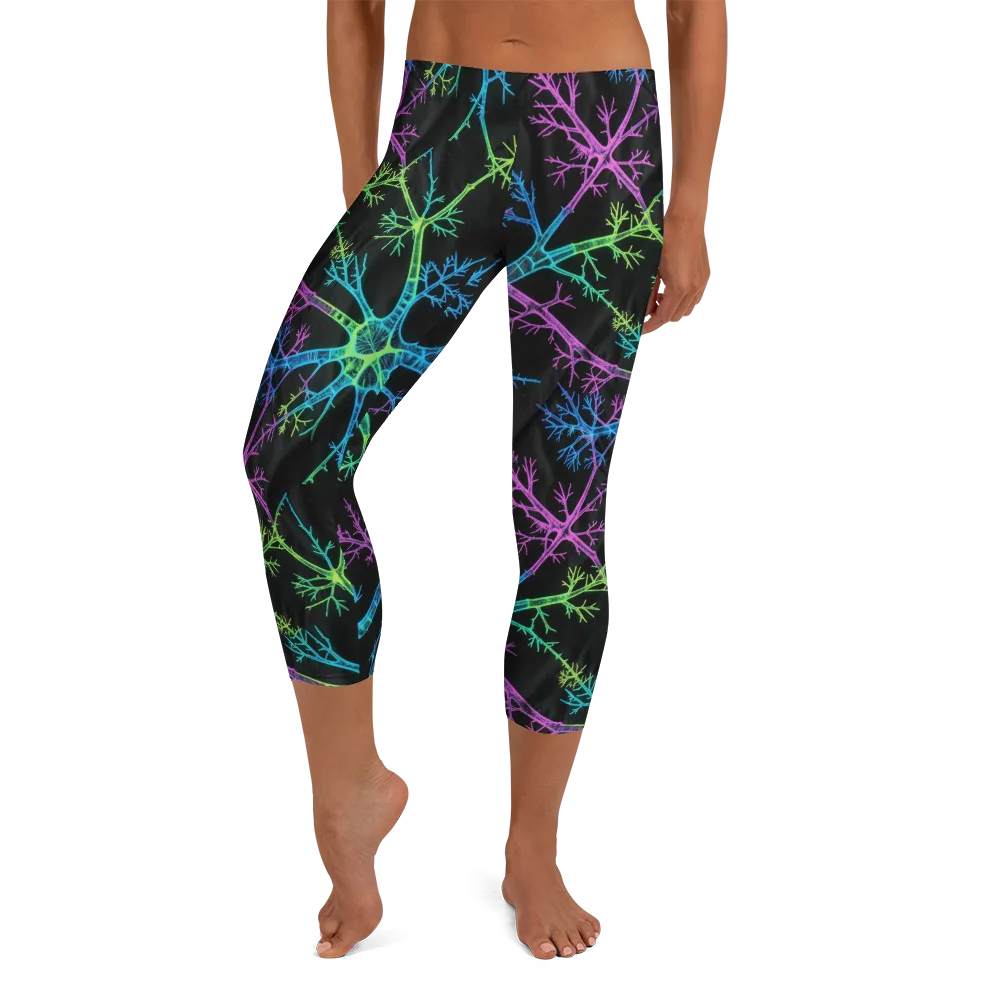 Ultraviolet Branch on Capri Leggings — Front