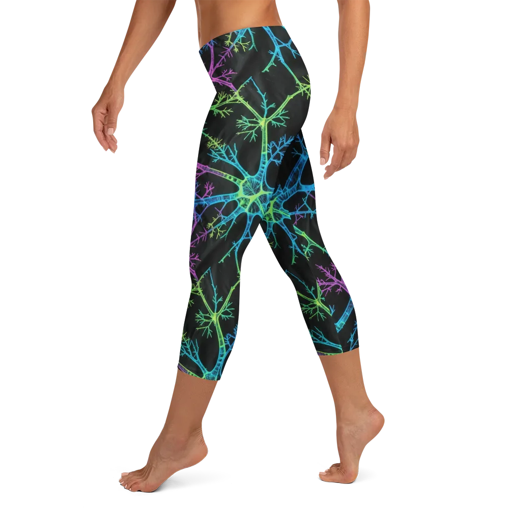 Ultraviolet Branch on Capri Leggings — Left