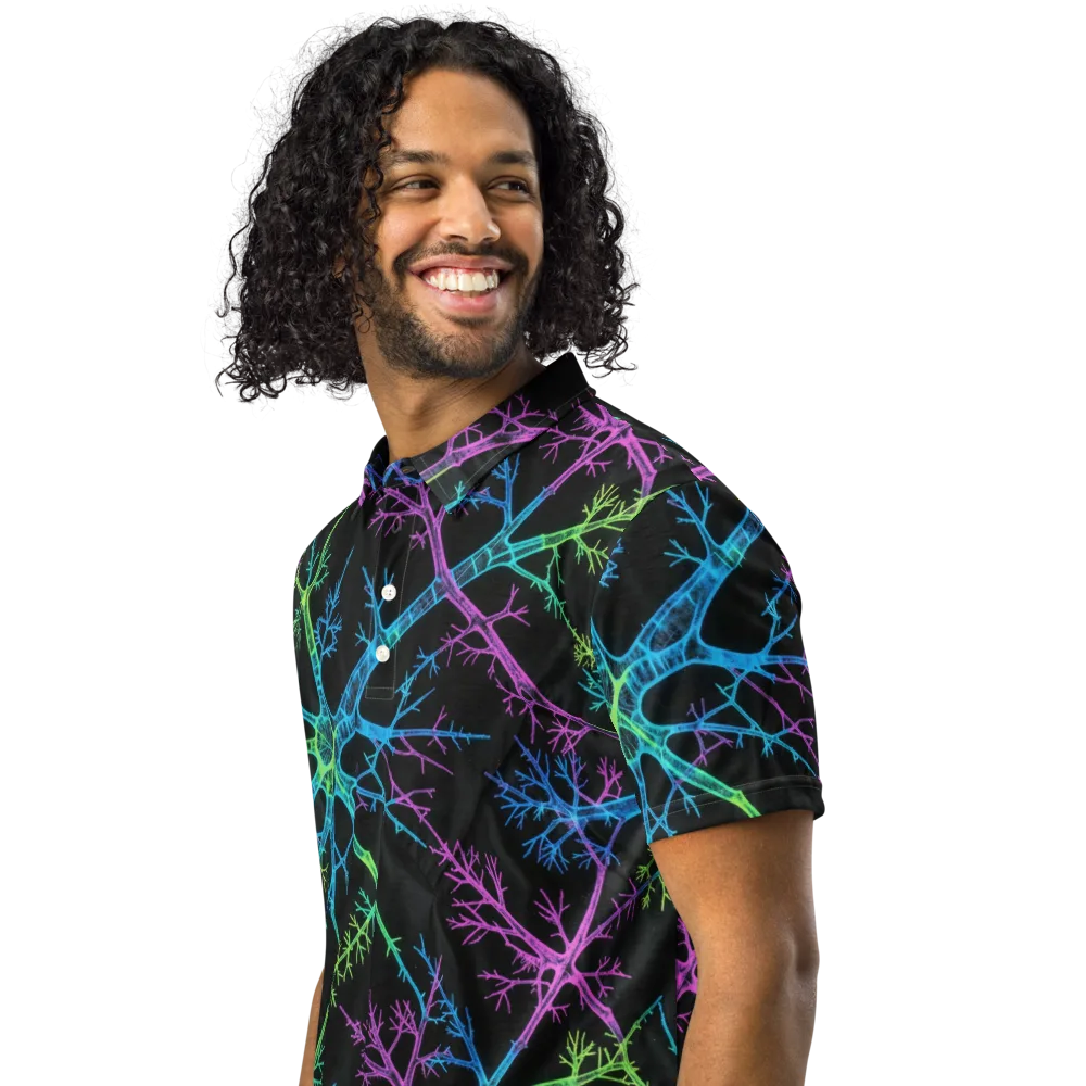 Ultraviolet Branch on Men's Slim Fit Polo Shirt — Left Front