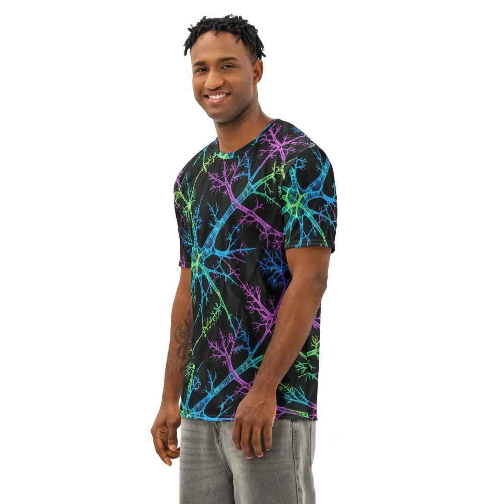 Ultraviolet Branch on Men's Cotton Crew Neck T-Shirt — Left Front