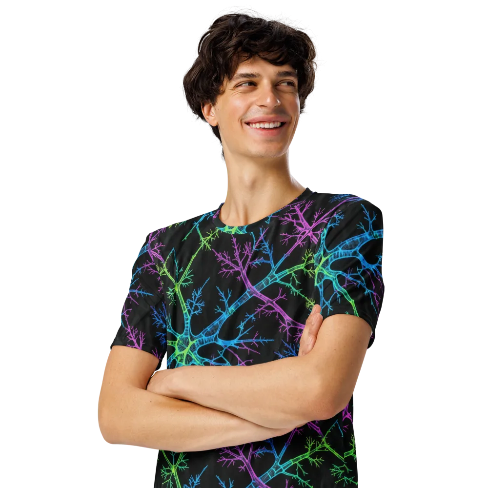 Ultraviolet Branch on Men's Crew Neck T-Shirt — Left Front