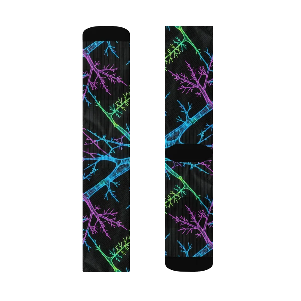 Ultraviolet Branch on Socks — Left Sock